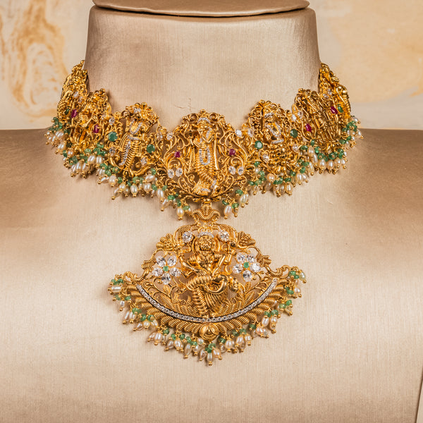 Dasavatharam Gold Necklace Designs with Guttapusalu
