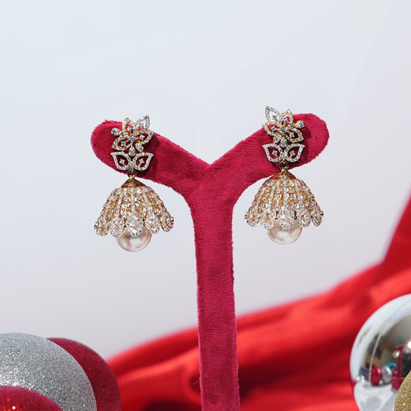 Diamond jhumka earrings fabricated in certified Diamonds