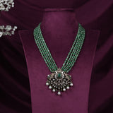 Victorian Polki Gold Pendant with Emerald Necklace GNKD0815