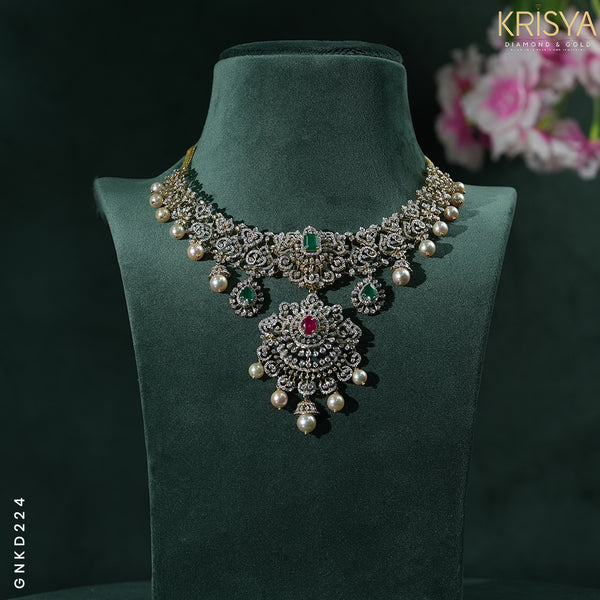 Floral Diamond Necklace                   GNKD224