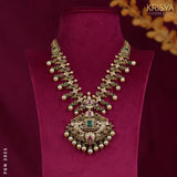 Gold Necklace with Emerald Beads    pgn2025