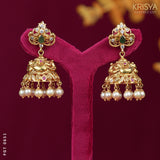 Gold Jhumka Earrings with South sea Pearls   pgt0651