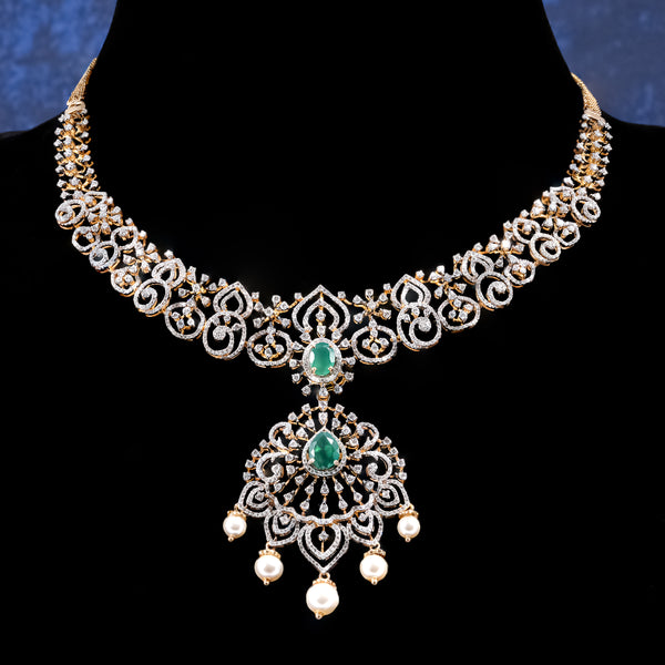 Floral Diamond Necklace With Pendant