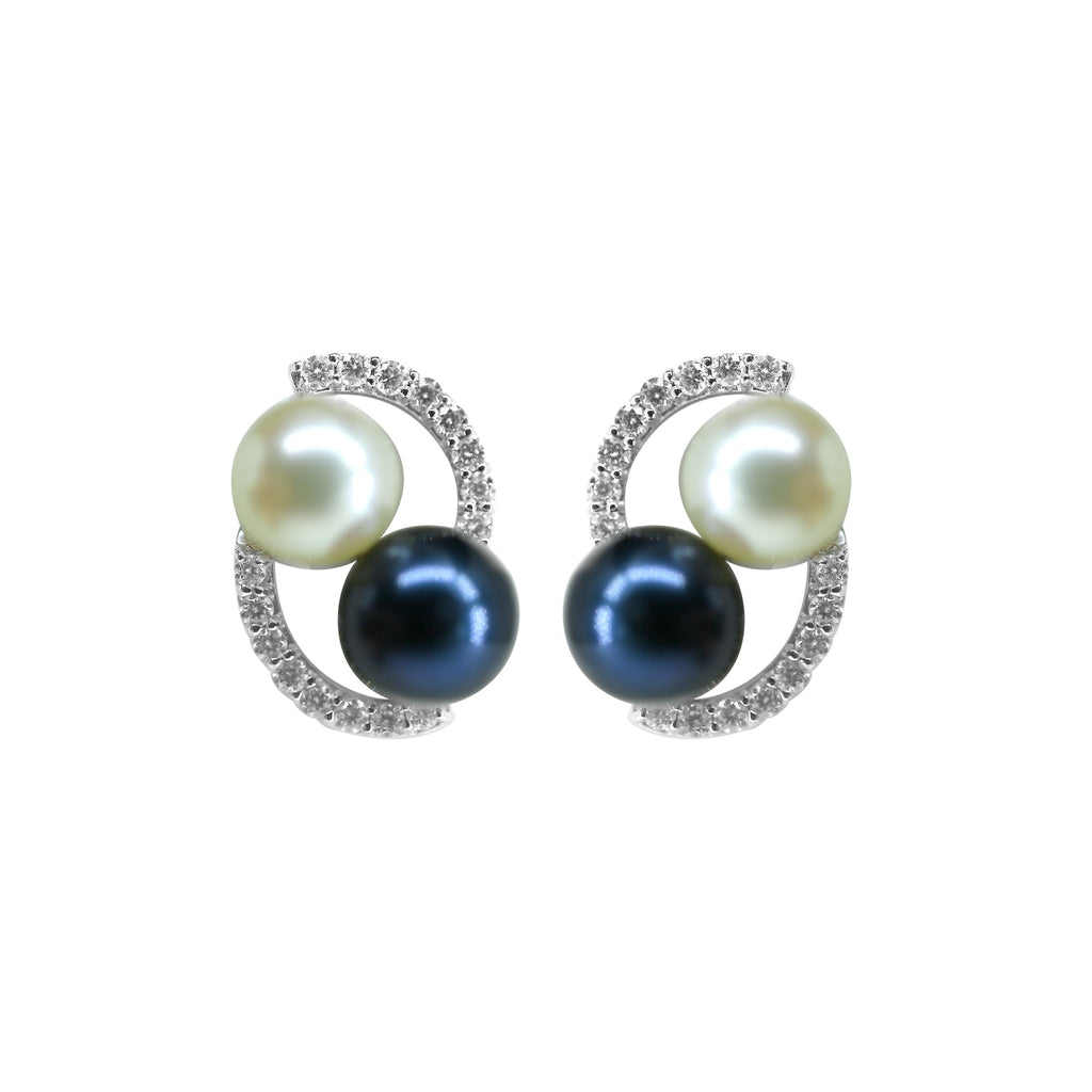 Gold -Pearl Diamond Earrings -GTCU044