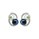 Gold -Pearl Diamond Earrings -GTCU044