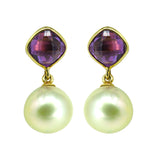 Gold Top with Pearl and Amethyst Earring -GTSS253