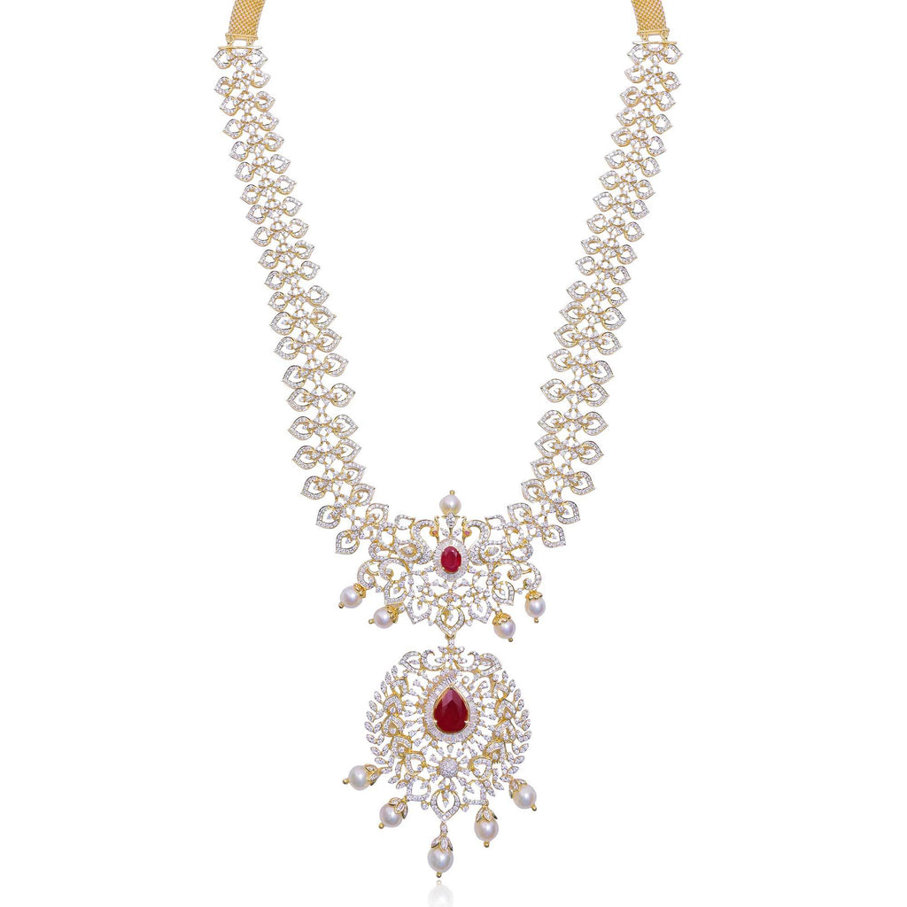 Diamond -Peacock Necklace -H17173. KrishnaPearlsandJewellers