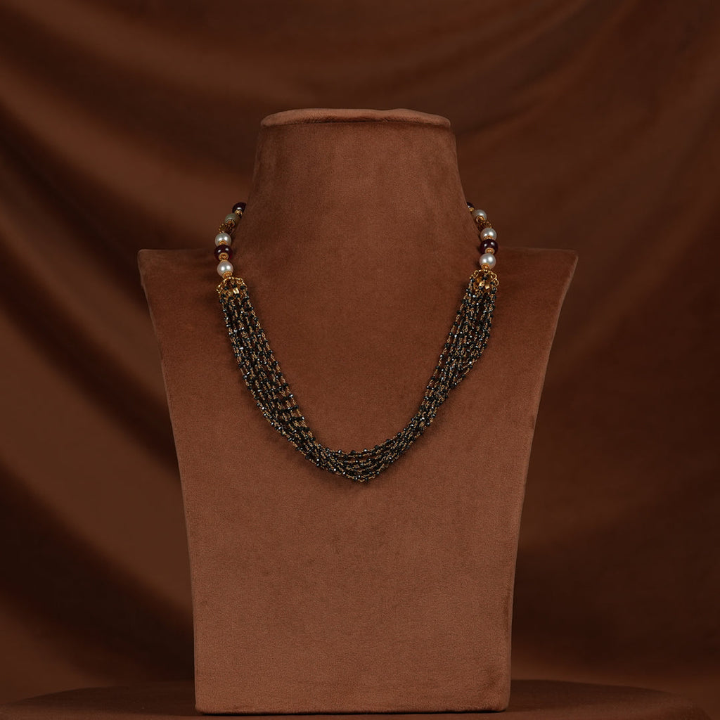 Black Diamond Necklace with pearls -  GCP1241