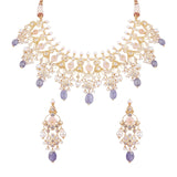 Purple Gemstone Gold Necklace Set With Earring Ghp0260