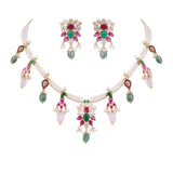 Peal Gemstone Necklace With Earrings Ghp0285