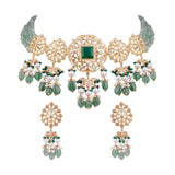 Gold Emerald Necklace with Earring GHP0294