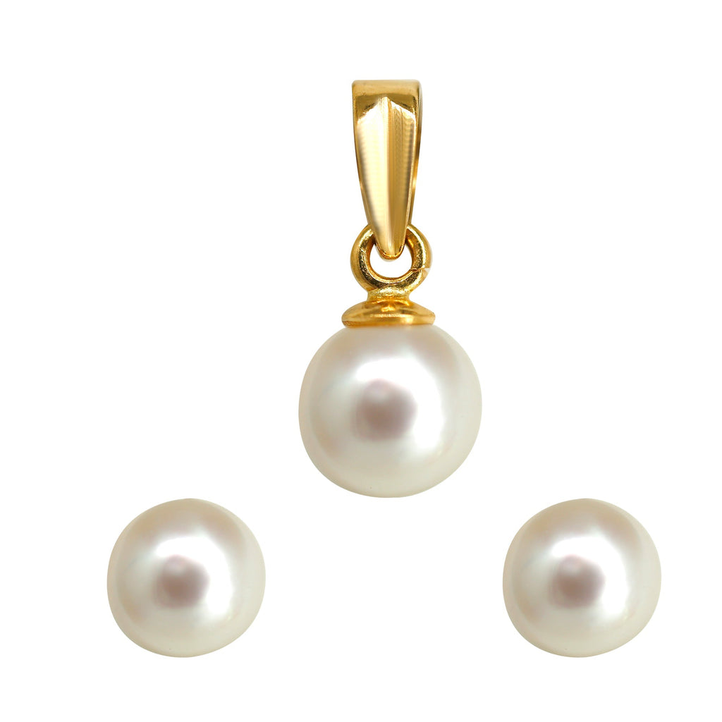 Shiny South Sea Pearl Pendant With Earrings Set in Gold-GPWP185