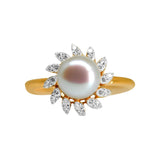 Gold Pearl With Diamond Ring-GRPD177