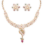 Gold With Pearl Necklace and Gemstones GSP0446