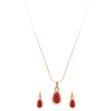 GOLD RUBY DIAMOND TOPS WITH PENDANT AND CHAIN - GSR0205