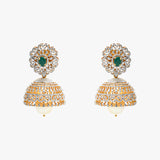 Gold Tops Diamond Jhumka Yellow Gold South Sea With Green Stone Gtd1735