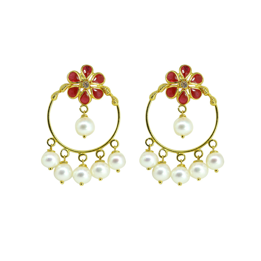 Gold Pearls Hanging Earrings -GTP2039