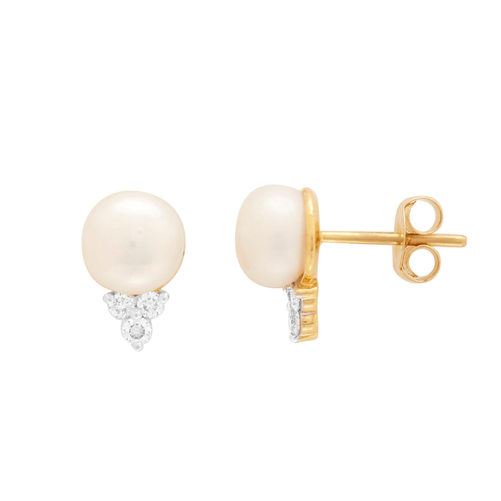 Gold with Diamond and Pearl Studs -GTPD236