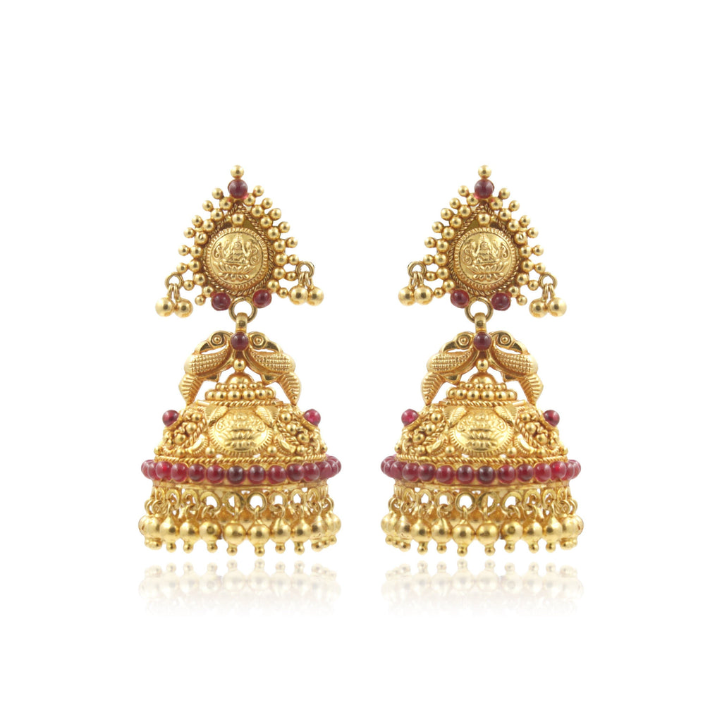 Gold -Antique Jhumkas -Earrings -PGT0470 KrishnaPearlsandJewellers