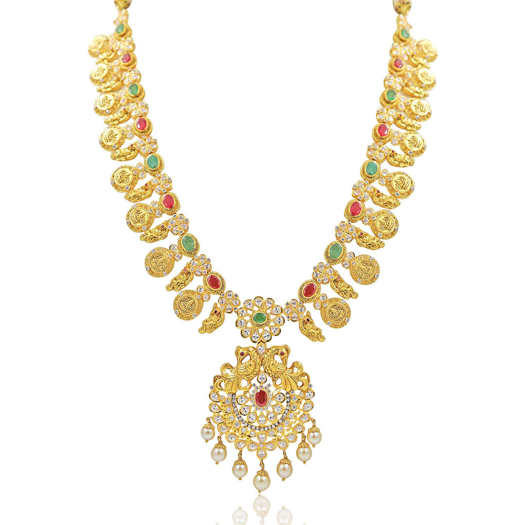 Gold -Kasu Necklace -PGN0515 KrishnaPearlsandJewellers