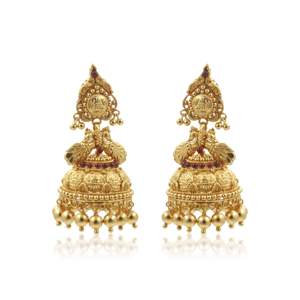 Gold -Lakshmi Devi -Jhumkas -PGT0444 KrishnaPearlsandJewellers