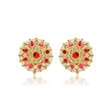 Gold Ruby Pearl Earrings-GTP0704 KrishnaPearlsandJewellers