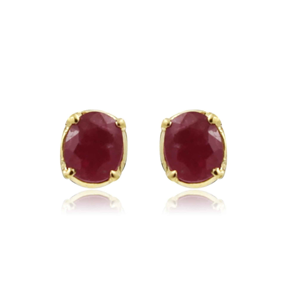 Gold Ruby Stud Earrings -GTR0011. KrishnaPearlsandJewellers