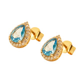 GOLD SEMI PRECIOUS DIAMOND WITH BLUE TOPAZ TOPS WITH PENDANT - GPSM458