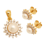 GOLD PEARL DIAMOND TOPS WITH PENDANT - GPPD221