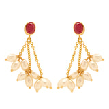 GOLD RED STONE WHITE PEARL TOPS - GTP2092