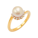 Gold Pearl With Diamond Ring-GRPD142