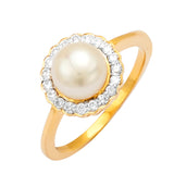 Gold Pearl With Diamond Ring-GRPD155