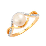 Gold Pearl With Diamond Ring-GRPD158