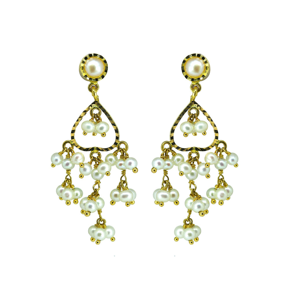 Gold Pearls Hanging Earrings -GTWH487